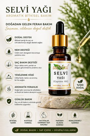 Selvi Yağı Aromatik Saç ve Cilt Bakım Yağı 20 ml Doğal Bitkisel Premium Bakım Desteği