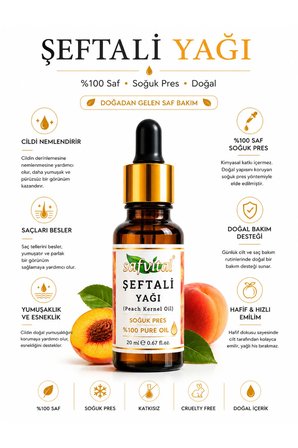 Şeftali Yağı  Soğuk Pres 20 Ml Saç Ve Cilt Bakımı İ̇Çin, Aromaterapi Premium Bitkisel Bakım Yağı