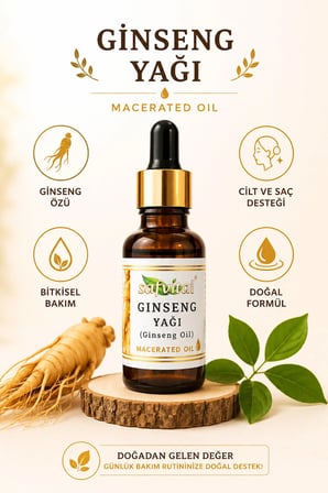Ginseng Yağı 20 ml Macerated Oil Bitkisel Bakım Yağı Yüz Saç Kaş Kirpik Bakımı İçin Damlalıklı Premium Bakım Yağı