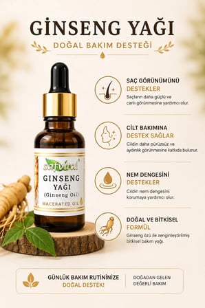 Ginseng Yağı 20 ml Macerated Oil Bitkisel Bakım Yağı Yüz Saç Kaş Kirpik Bakımı İçin Damlalıklı Premium Bakım Yağı