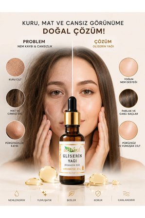 Gliserin Yağı 20 ml Saç Cilt El Ayak ve Vücut Bakımı İçin Nemlendirici Aromatik Bakım Yağı