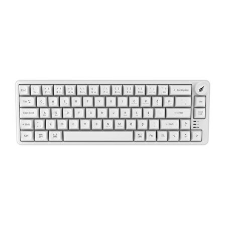 HAWK GAMING HK251W Membrane RGB Kablosuz/Bluetooth Beyaz %65 Türkçe Gaming Klavye