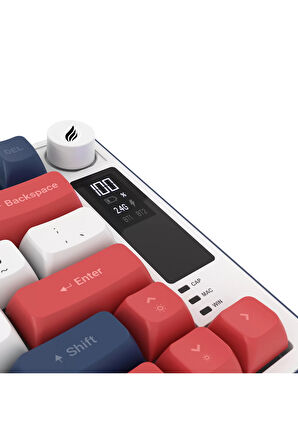 Hawk Gaming HK255BR Membrane LCD RGB Kablosuz/Bluetooth Mavi Kırmızı %75 Türkçe Gaming Klavye