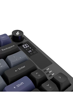 Hawk Gaming HK255GP Membrane LCD RGB Kablosuz/Bluetooth Siyah Gri %75 Türkçe Gaming Klavye