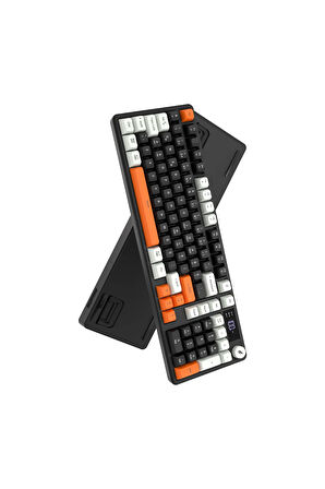 Hawk Gaming HK258BW Membrane LCD RGB Kablosuz/Bluetooth Siyah Turuncu Full Türkçe Gaming Klavye