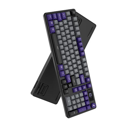 Hawk Gaming HK258GP Membrane LCD RGB Kablosuz/Bluetooth Gri Mor Full Türkçe Gaming Klavye