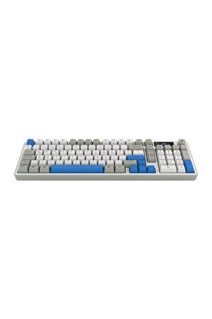 Hawk Gaming HK258WG Membrane LCD RGB Kablosuz/Bluetooth Beyaz Mavi Full Türkçe Gaming Klavye