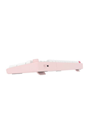 Hawk Gaming HK258WP Membrane LCD RGB Kablosuz/Bluetooth Beyaz Pembe Full Türkçe Gaming Klavye