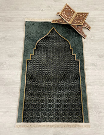 Seccade Saçaklı (lateks Taban) 75x125 Ebat - Yeşil
