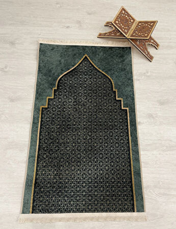 Seccade Saçaklı (lateks Taban) 75x125 Ebat - Yeşil