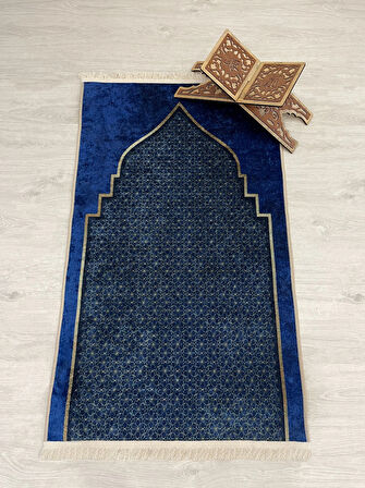 Seccade Saçaklı (lateks Taban) 75x125 Ebat - Lacivert