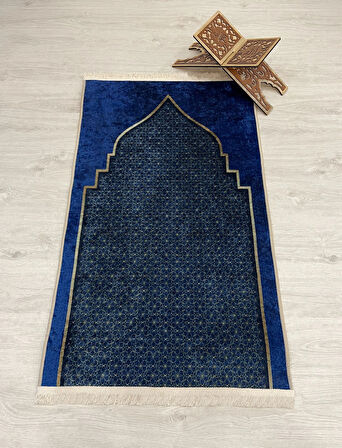 Seccade Saçaklı (lateks Taban) 75x125 Ebat - Lacivert