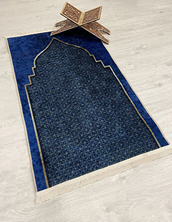 Seccade Saçaklı (lateks Taban) 75x125 Ebat - Lacivert