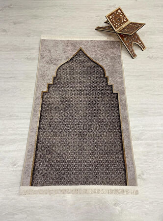 Seccade Saçaklı (lateks Taban) 75x125 Ebat - Bej