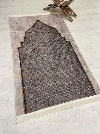 Seccade Saçaklı (lateks Taban) 75x125 Ebat - Bej
