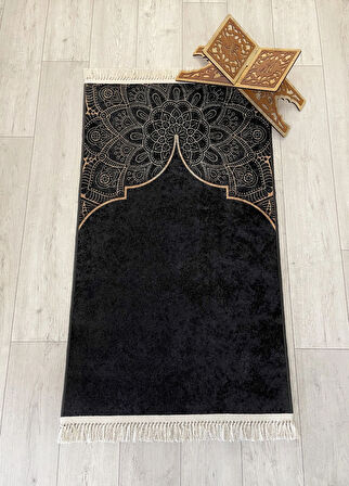 Seccade Saçaklı (lateks Taban) 75x125 Ebat - Siyah