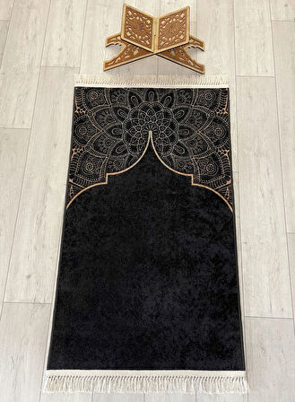 Seccade Saçaklı (lateks Taban) 75x125 Ebat - Siyah
