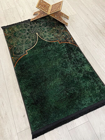 Seccade Saçaklı (lateks Taban) 75x125 Ebat - Yeşil