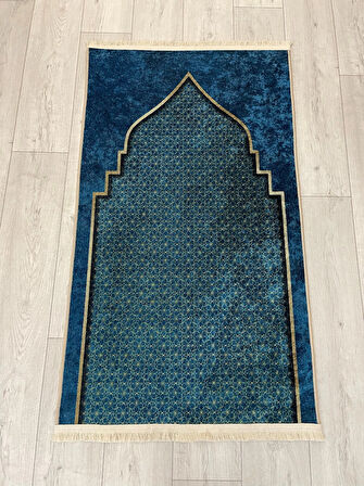 Seccade Saçaklı (lateks Taban) 75x125 Ebat - Mavi