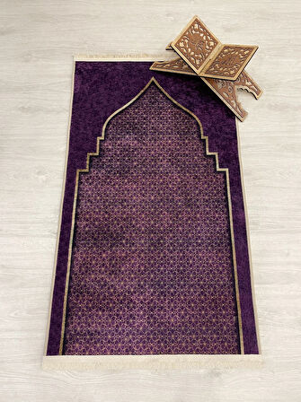 Seccade Saçaklı (lateks Taban) 75x125 Ebat - Mor