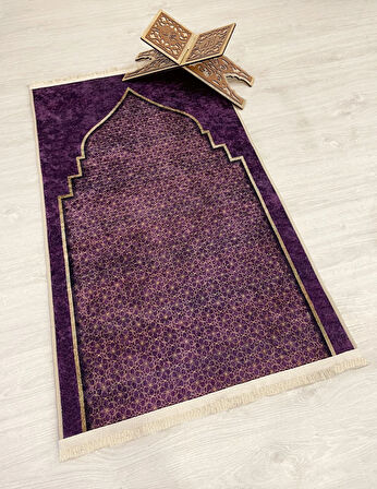 Seccade Saçaklı (lateks Taban) 75x125 Ebat - Mor