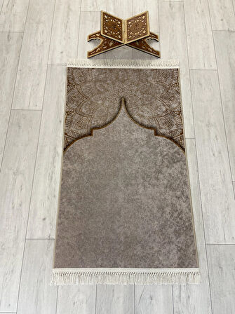 Seccade Saçaklı (lateks Taban) 75x125 Ebat - Bej