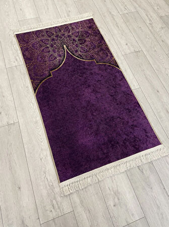 Seccade Saçaklı (lateks Taban) 75x125 Ebat - Mor
