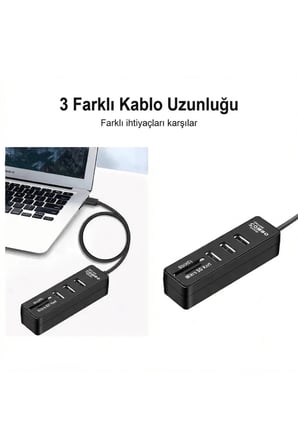 Combo 3 Port USB 2.0 Hub + TF / SD Kart Okuyucu