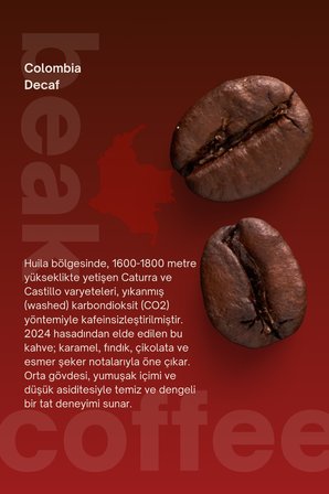 Colombia Decaf Çekirdek Kahve 250 GR , %100 Arabica