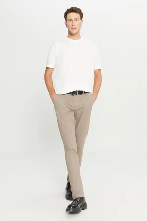 Pamuklu Slim Fit Dar Kesim Yan Cep Armürlü Esnek Casual Pantolon