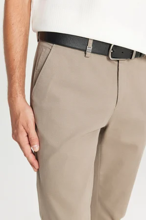 Pamuklu Slim Fit Dar Kesim Yan Cep Armürlü Esnek Casual Pantolon