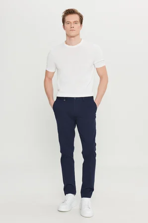 Pamuklu Slim Fit Dar Kesim Yan Cep Armürlü Esnek Casual Pantolon