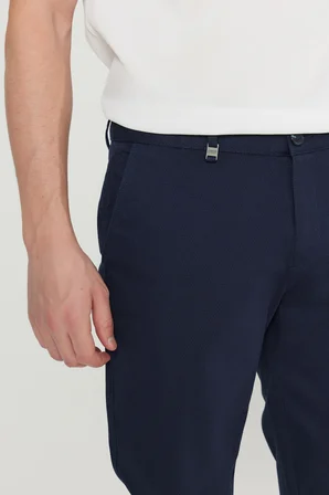 Pamuklu Slim Fit Dar Kesim Yan Cep Armürlü Esnek Casual Pantolon