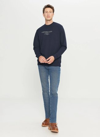 Altınyıldız Classics Lacivert Erkek Bisiklet Yaka Standart Fit Sweatshirt ETE052261039_LAC