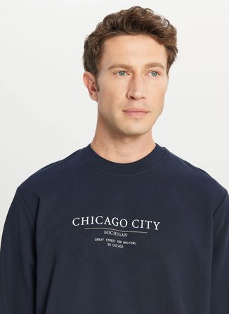 Altınyıldız Classics Lacivert Erkek Bisiklet Yaka Standart Fit Sweatshirt ETE052261039_LAC