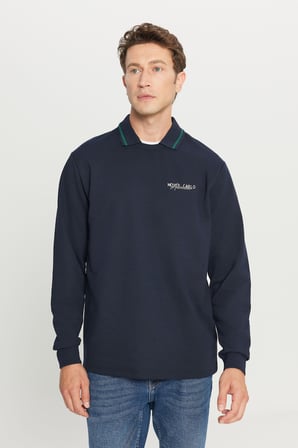2 İplik Pamuklu Standart Fit Normal Kesim Polo Yaka Sweatshirt