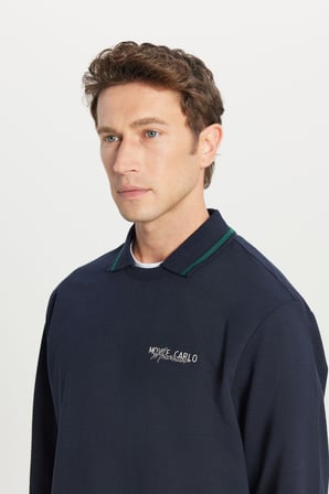 2 İplik Pamuklu Standart Fit Normal Kesim Polo Yaka Sweatshirt