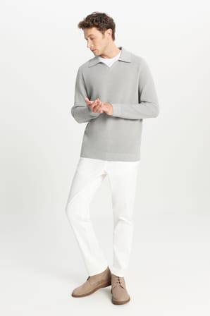 Pamuklu Standart Fit Normal Kesim Polo Yaka Triko Kazak