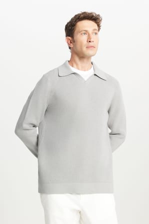 Pamuklu Standart Fit Normal Kesim Polo Yaka Triko Kazak