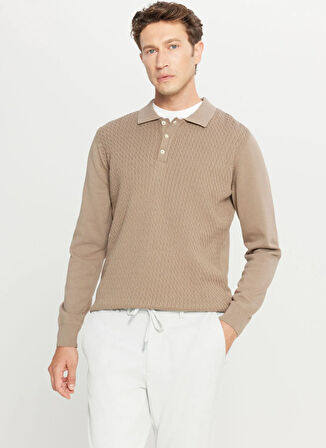 Altınyıldız Classics Polo Yaka Standart Vizon Erkek Kazak ACE049261279_VIZ