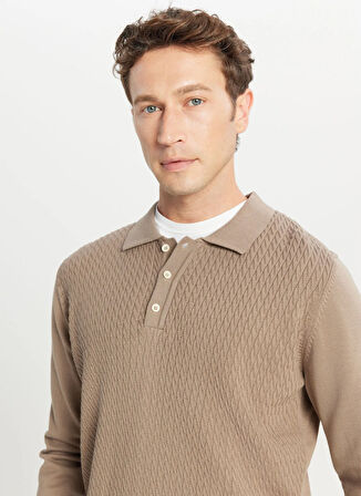 Altınyıldız Classics Polo Yaka Standart Vizon Erkek Kazak ACE049261279_VIZ