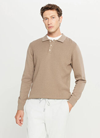 Altınyıldız Classics Polo Yaka Standart Vizon Erkek Kazak ACE049261279_VIZ