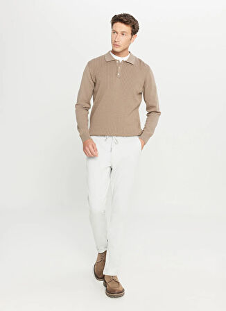 Altınyıldız Classics Polo Yaka Standart Vizon Erkek Kazak ACE049261279_VIZ