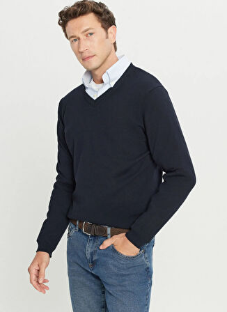 Altınyıldız Classics V Yaka Standart Lacivert Erkek Kazak ACE043261434_LAC