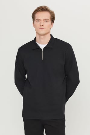 Pamuklu Standart Fit Normal Kesim Polo Yaka Sweatshirt