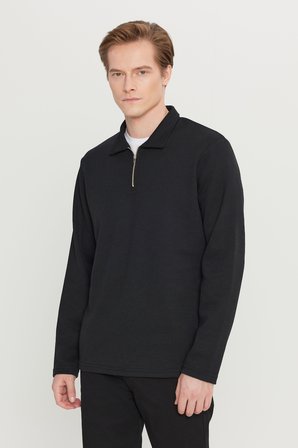 Pamuklu Standart Fit Normal Kesim Polo Yaka Sweatshirt