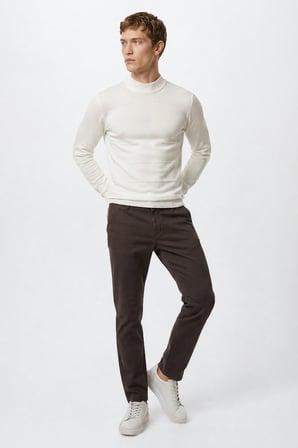 Pamuklu Slim Fit Dar Kesim Yan Cepli Armürlü Esnek Casual Pantolon
