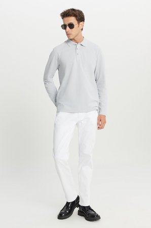 %100 Pamuk Standart Fit Normal Kesim Polo Yaka Sweatshirt