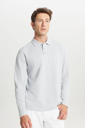 %100 Pamuk Standart Fit Normal Kesim Polo Yaka Sweatshirt