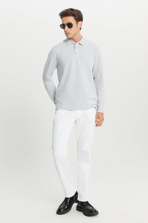 %100 Pamuk Standart Fit Normal Kesim Polo Yaka Sweatshirt